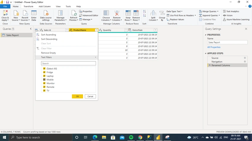 Power BI Basic Data Transformation Technique