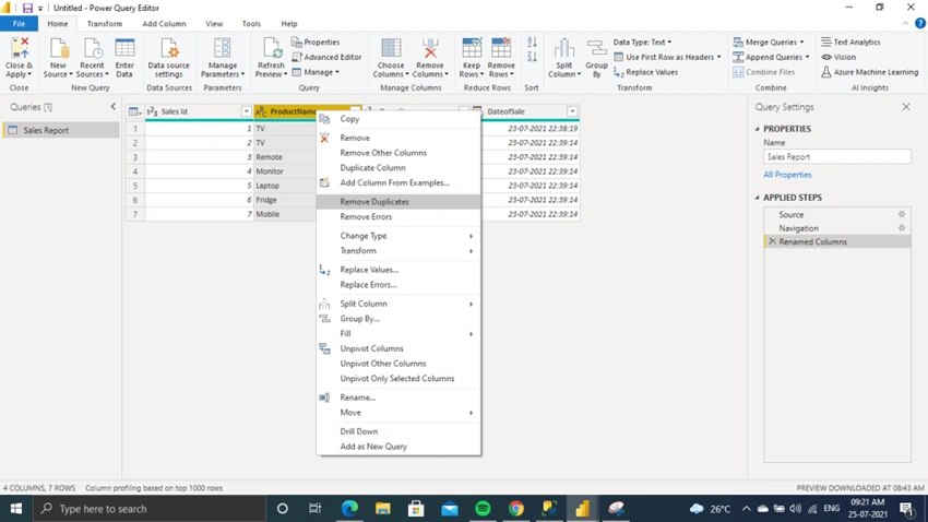 Power BI Basic Data Transformation Technique