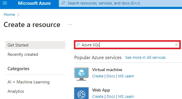 Azure Service create a resource