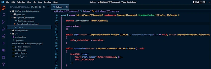 Render a react component