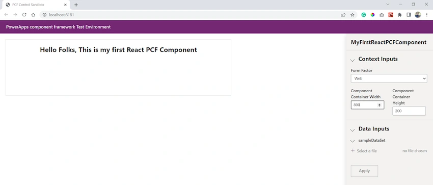 PowerApps Component Framework (PCF) + React