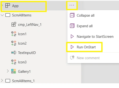 Set Items and Default property of left navigation component.