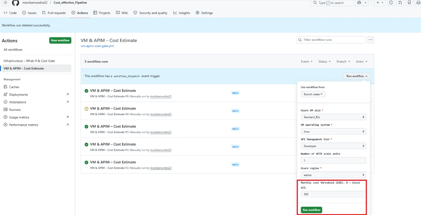 Manually trigger the workflow