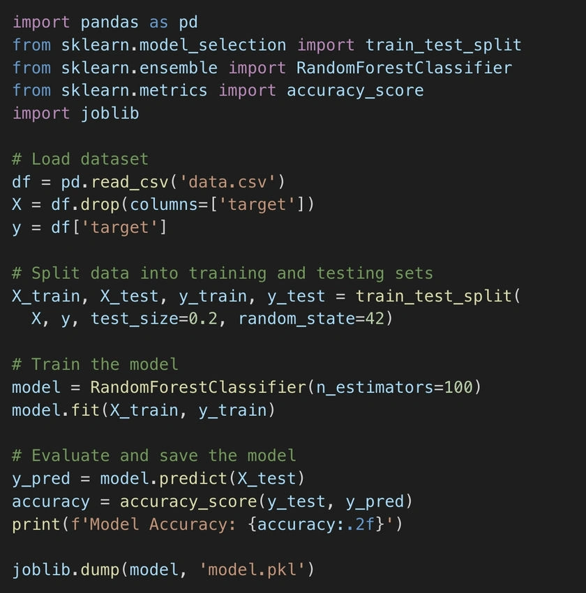 Training a model in Azure ML with Github Actions