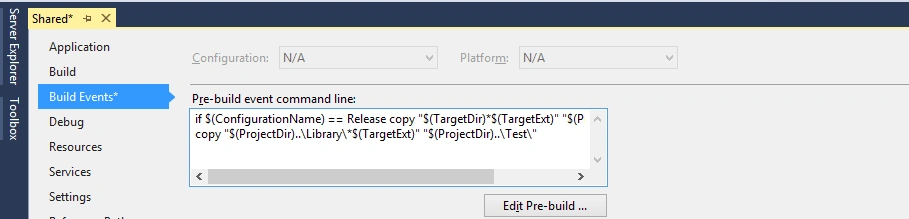 Build events example.
