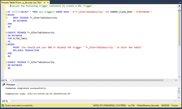 Alter DDL Query1