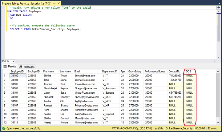 Alter DDL Query4
