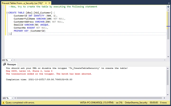 Create DDL Query3