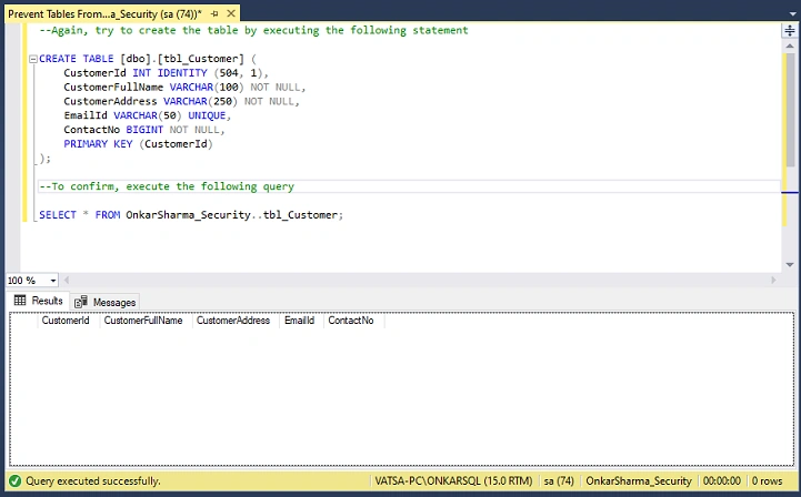 Create DDL Query5