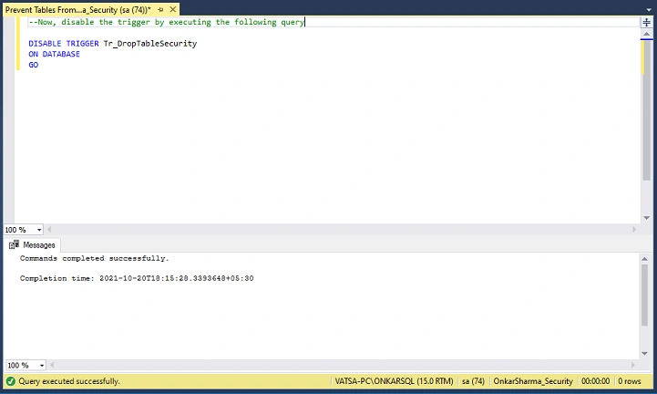 Drop DDL Query3