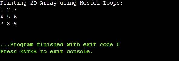 Print 2D Array using Nested Loop