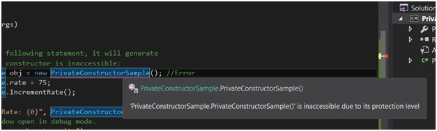 Private Constructor In C#