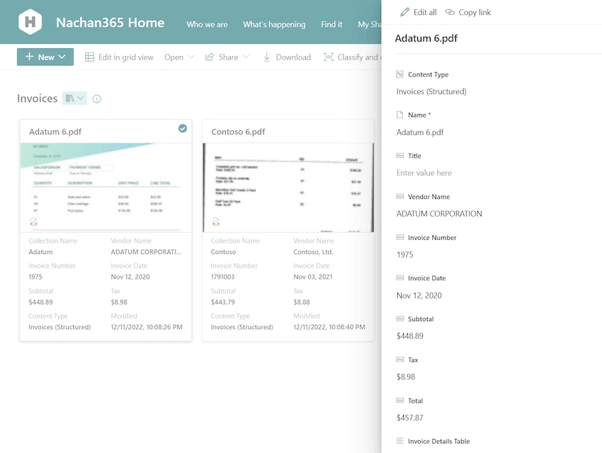 Process Structured Documents with Microsoft Syntex