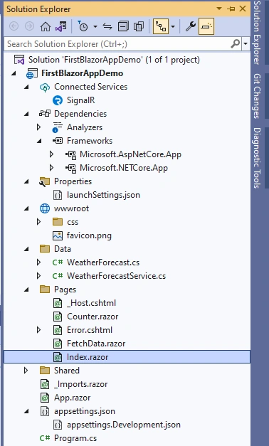 Project Structure Of Blazor In ASP.NET Core