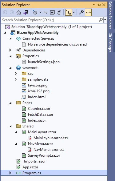 Project Structure Of Blazor WebAssembly Project In ASP.NET Core 7.0