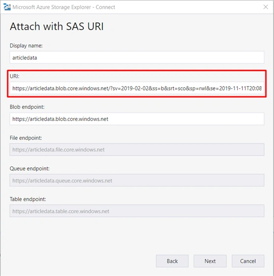 connect-with-SAS-URI-azure