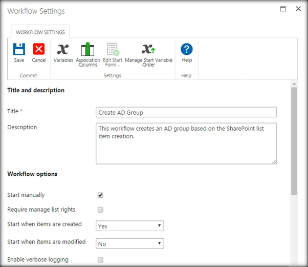 Workflow Settings
