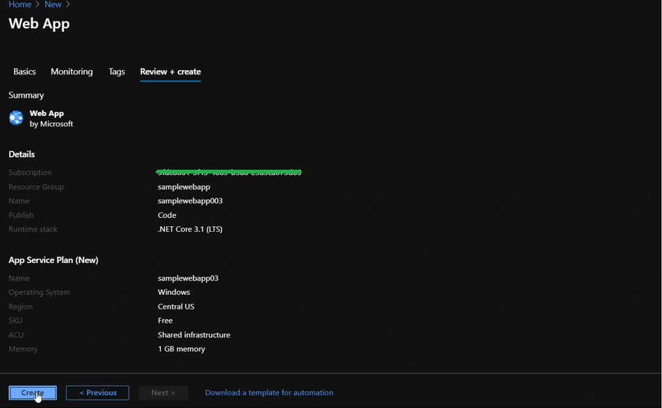Publish .NET Core WebApp to Azure