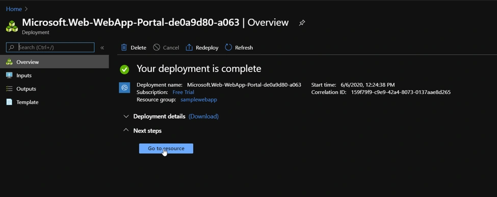 Publish .NET Core WebApp to Azure