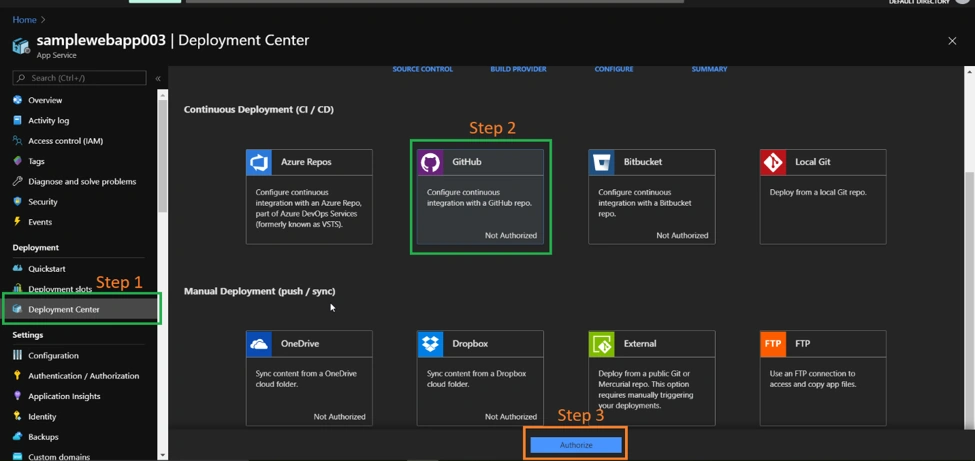 Publish .NET Core WebApp to Azure