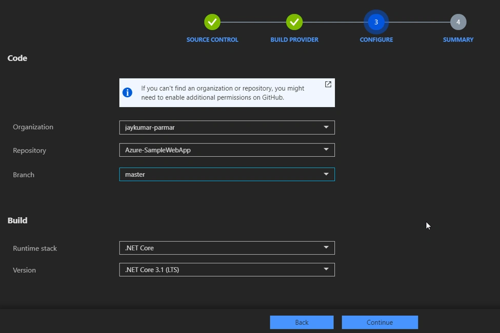 Publish .NET Core WebApp to Azure