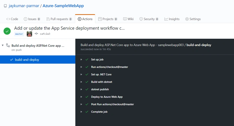 Publish .NET Core WebApp to Azure