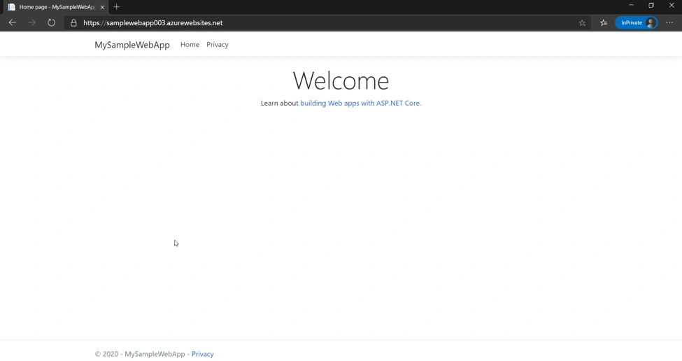 Publish .NET Core WebApp to Azure