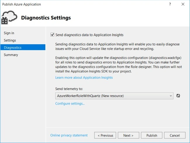 Diagnostics Settings-