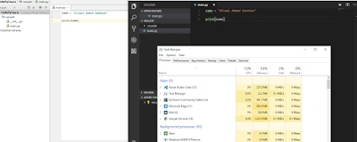 Resource consumption of Visual Studio Code and PyCharm.