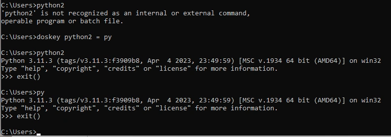 py works, but python doesn't