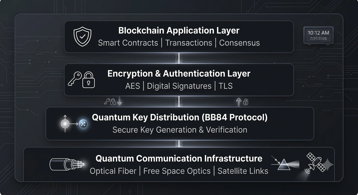 Hybrid Blockchain Architecture with QKD