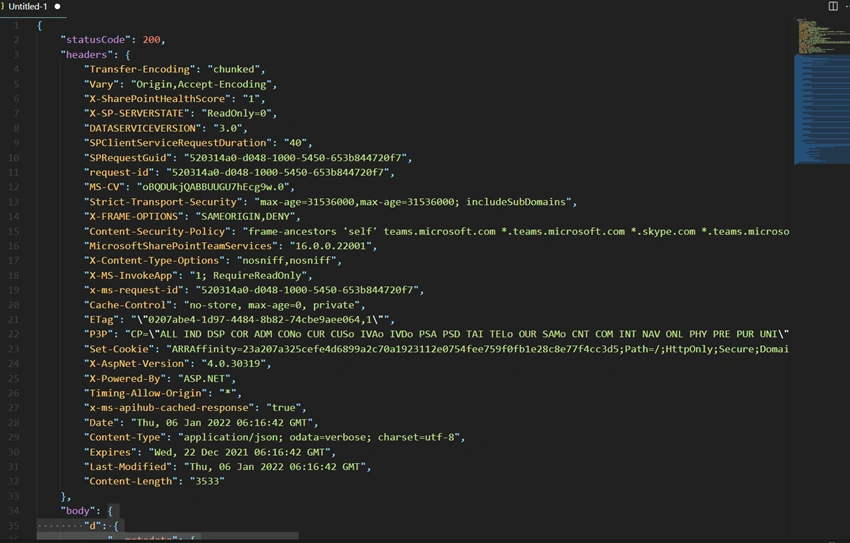 Query values from JSON outputs in PowerAutomate