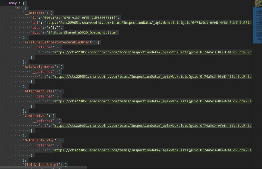 Query values from JSON outputs in PowerAutomate