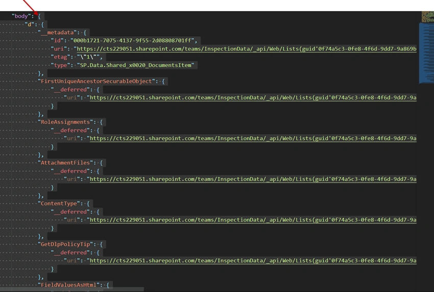 Query values from JSON outputs in PowerAutomate