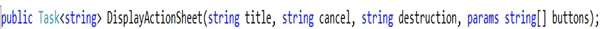 DisplayActionSheet