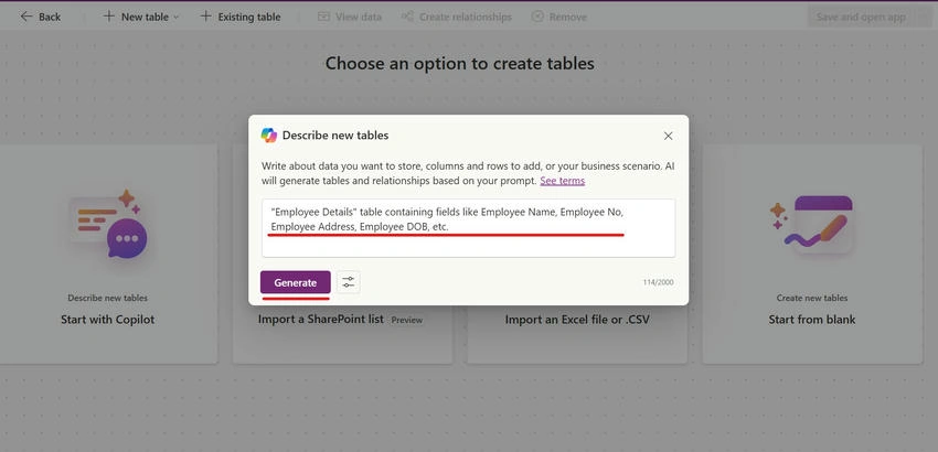 Select Start with Copilot