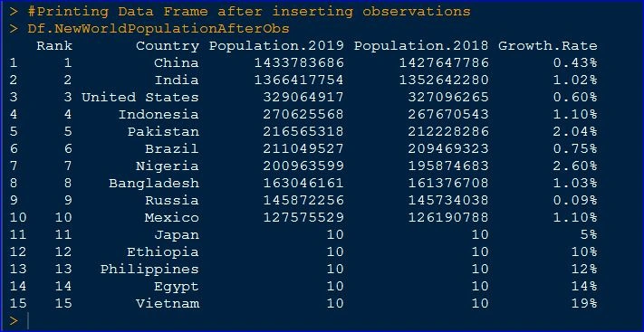 Adding Multiple Observations/Rows To R Data Frame
