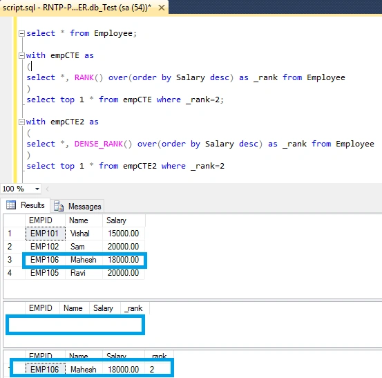 DENSE_RANK in SQL Server