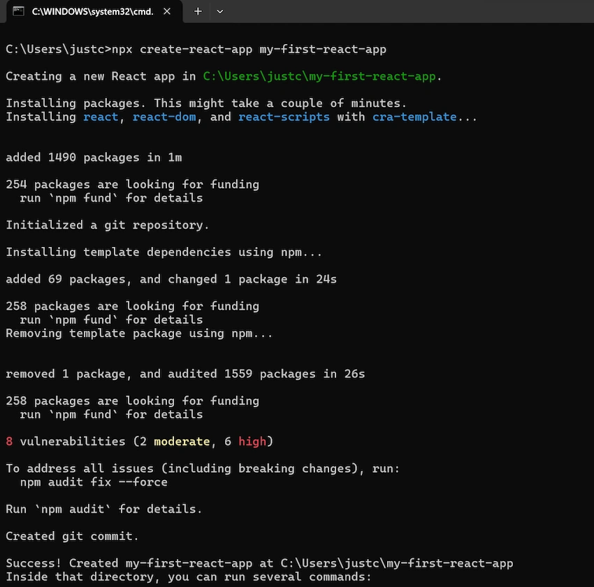 npx create-react-app