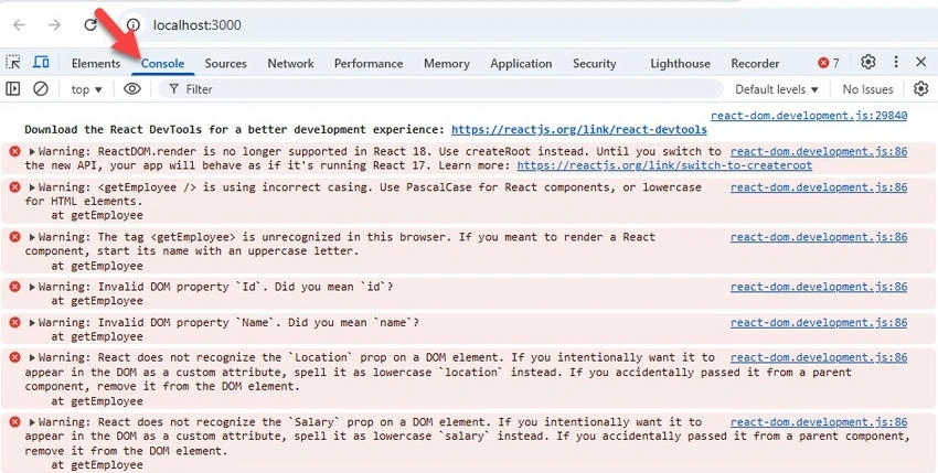 Browser console