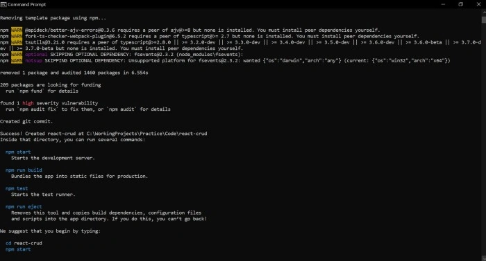react app created