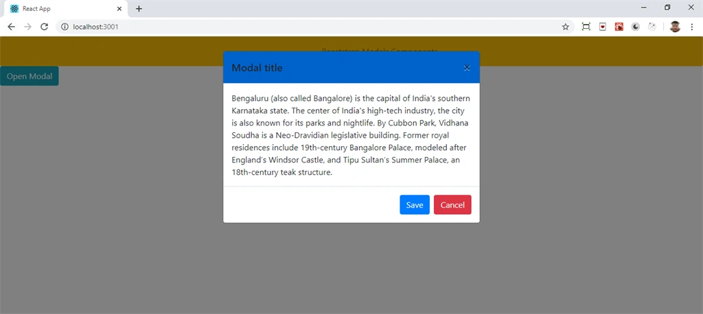 Reactstrap Components In ReactJS