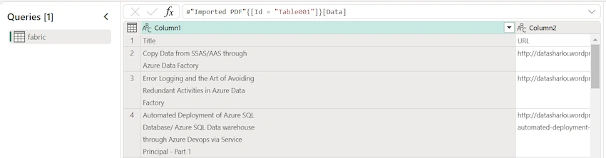 Read and Import Data from PDF File using MSFT Fabric
