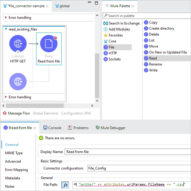 Read Files Using File Connector in MuleSoft