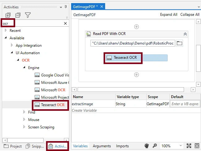 Read PDF With OCR Activity Using UiPath Studio