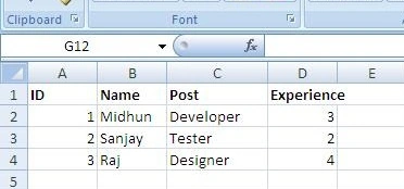 Sample Excel file