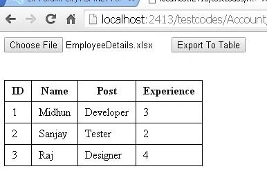 Export To Table
