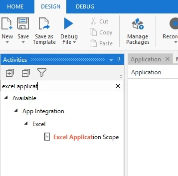 selecting excel scope activity