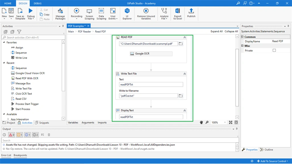 Reading And Writing The Text From A Scanned PDF Using RPA