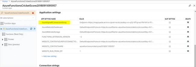 AzureSignalRConnectionString 